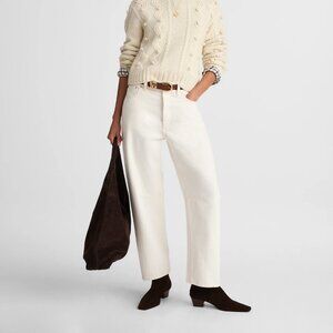 NWT Madewell Darted Barrel Jeans White Cream High Rise Denim Size 27 Women's